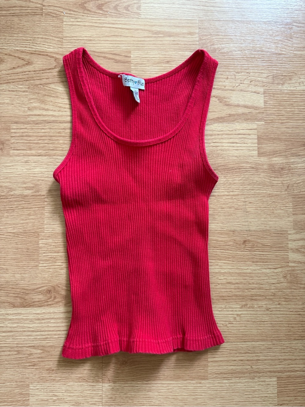 Vintage Y2K Betty Blue Red Ribbed Scoop Neck Tank Top Size L
